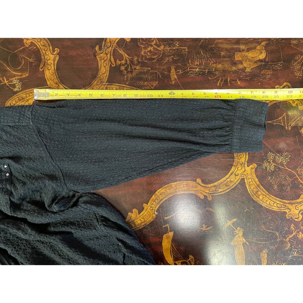 Free People Hidden Valley Button Down Black Shirt Textured Oversized Lounge S - Picture 6 of 13